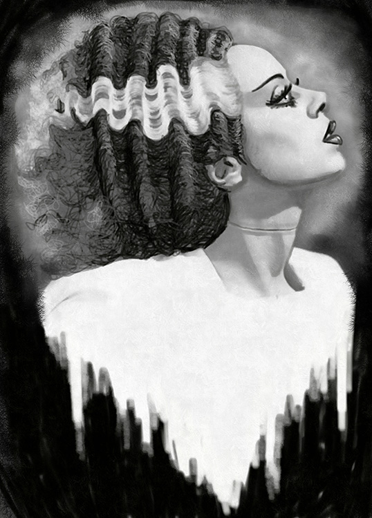 Bride of Frankenstein - Canvas Giclee : Black Market Art Company, Tattoo  Art & Apparel